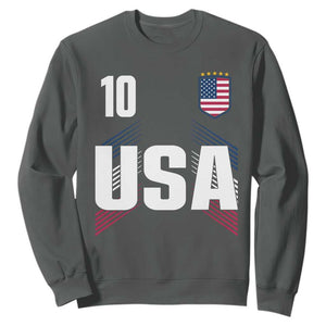 USA Soccer Sports Graphic Number 10 Jersey Style Sweatshirt Proud Fans Game Day Pride TS02 Dark Heather Print Your Wear