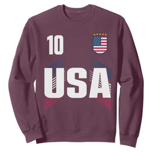 USA Soccer Sports Graphic Number 10 Jersey Style Sweatshirt Proud Fans Game Day Pride TS02 Maroon Print Your Wear