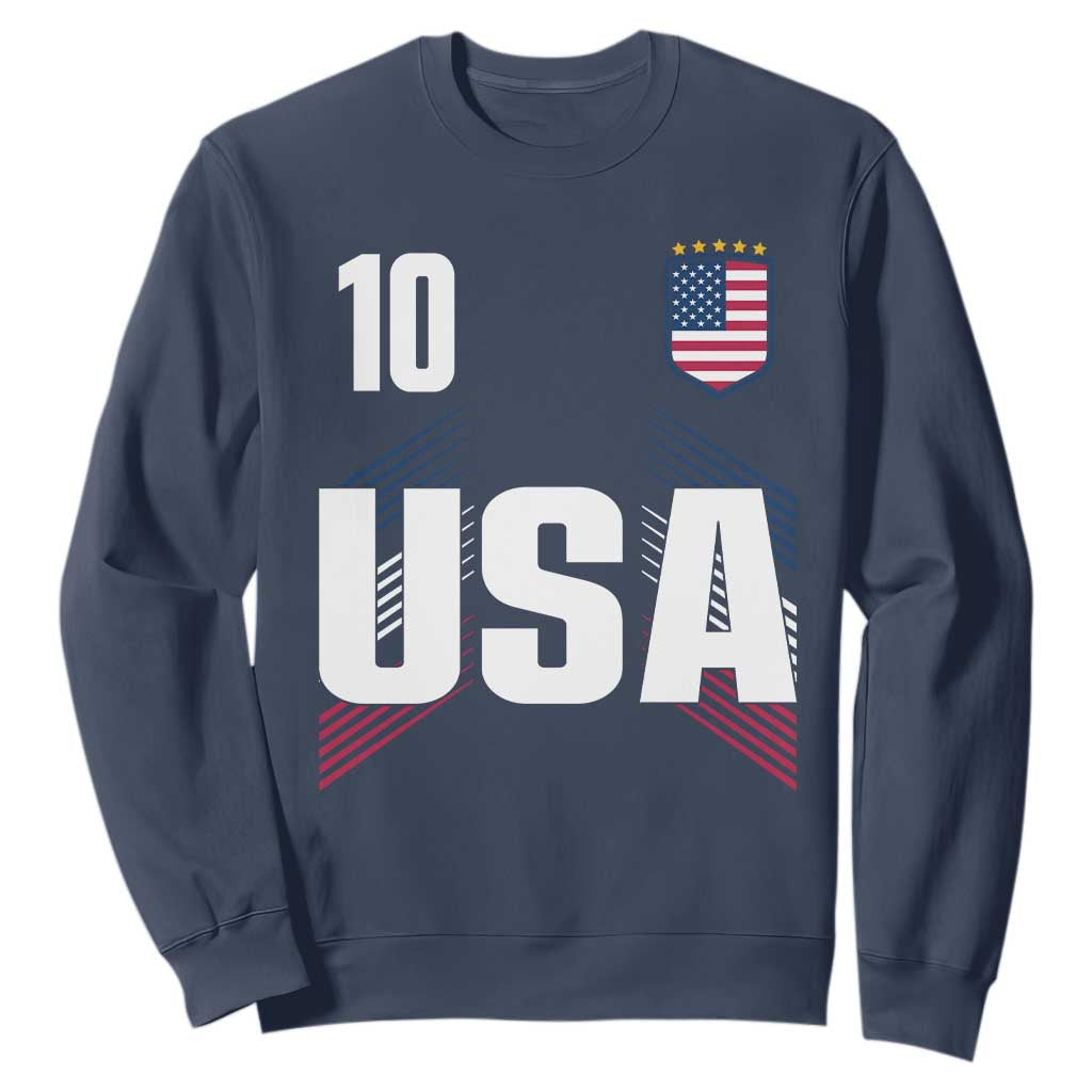 USA Soccer Sports Graphic Number 10 Jersey Style Sweatshirt Proud Fans Game Day Pride TS02 Navy Print Your Wear