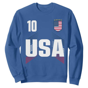 USA Soccer Sports Graphic Number 10 Jersey Style Sweatshirt Proud Fans Game Day Pride TS02 Royal Blue Print Your Wear