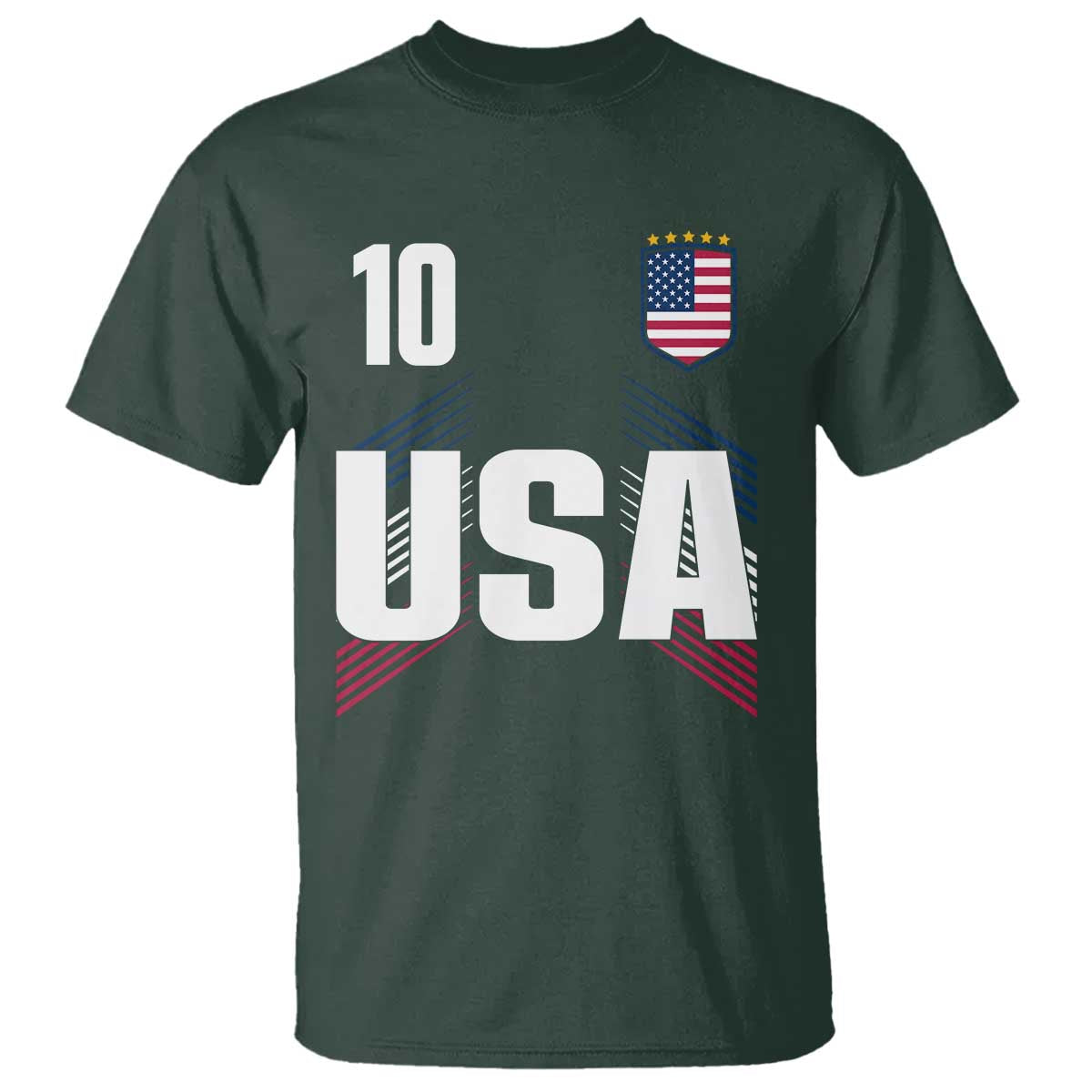 USA Soccer Sports Graphic Number 10 Jersey Style T Shirt Proud Fans Game Day Pride TS02 Dark Forest Green Print Your Wear