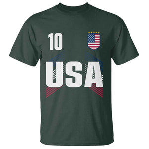 USA Soccer Sports Graphic Number 10 Jersey Style T Shirt Proud Fans Game Day Pride TS02 Dark Forest Green Print Your Wear