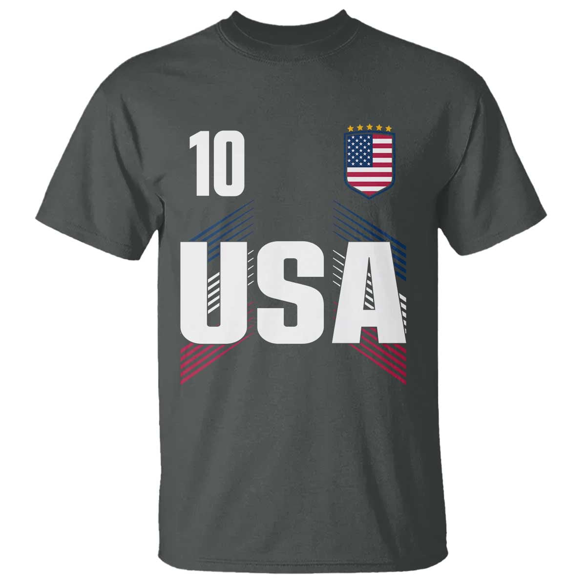 USA Soccer Sports Graphic Number 10 Jersey Style T Shirt Proud Fans Game Day Pride TS02 Dark Heather Print Your Wear