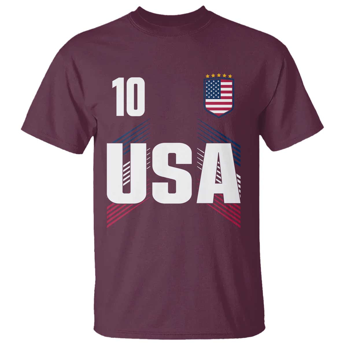 USA Soccer Sports Graphic Number 10 Jersey Style T Shirt Proud Fans Game Day Pride TS02 Maroon Print Your Wear