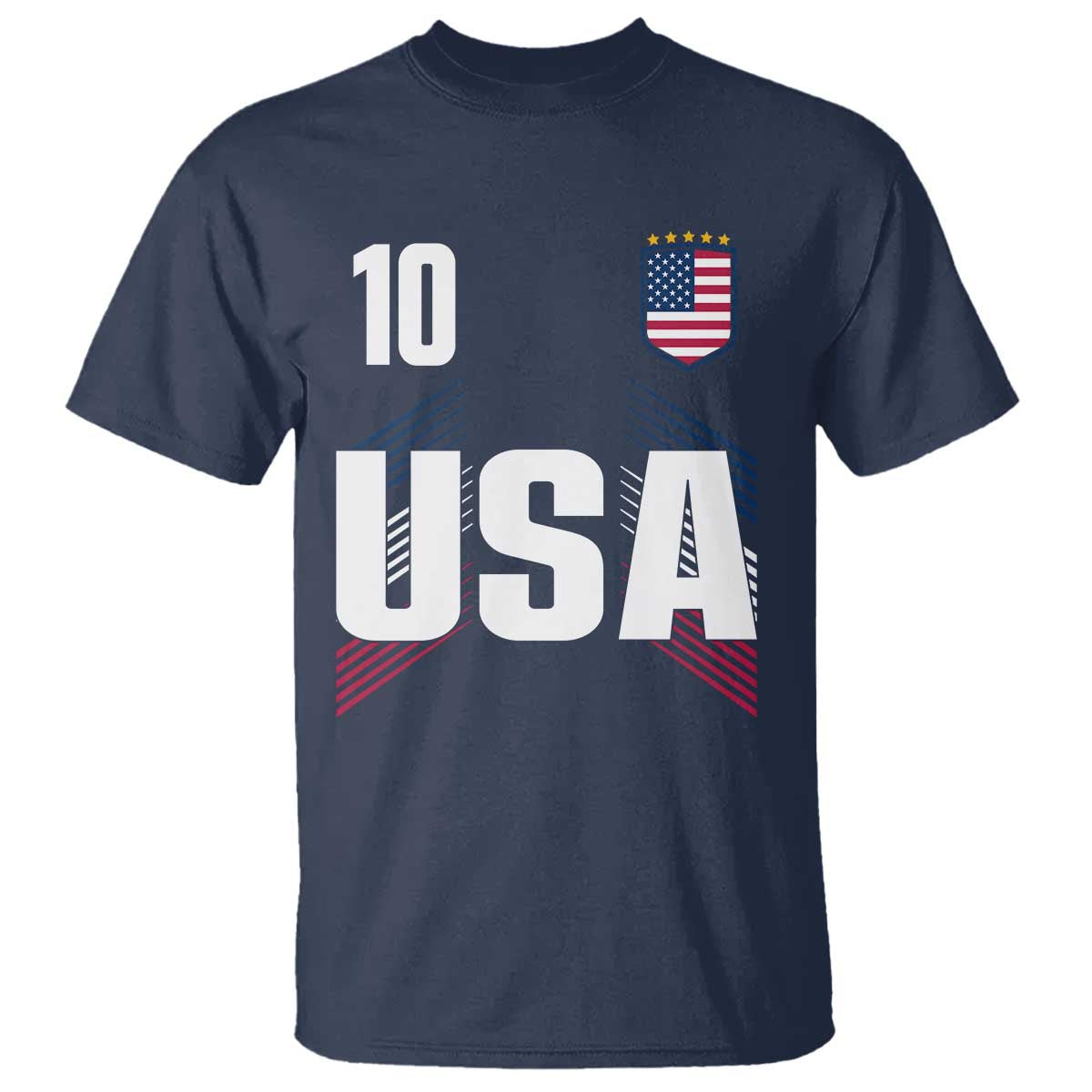 USA Soccer Sports Graphic Number 10 Jersey Style T Shirt Proud Fans Game Day Pride TS02 Navy Print Your Wear