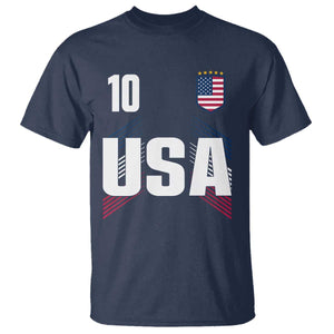 USA Soccer Sports Graphic Number 10 Jersey Style T Shirt Proud Fans Game Day Pride TS02 Navy Print Your Wear