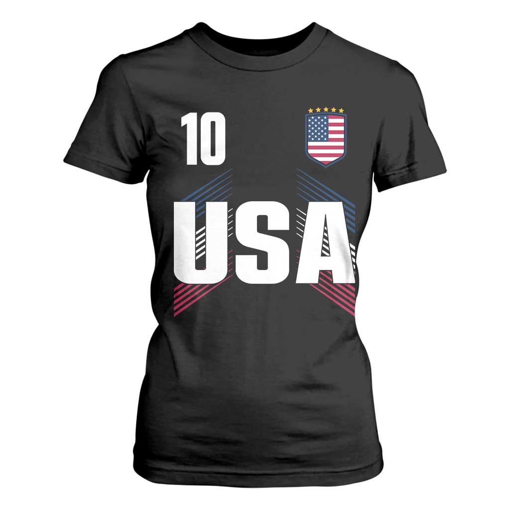 USA Soccer Sports Graphic Number 10 Jersey Style T Shirt For Women Proud Fans Game Day Pride TS02 Black Print Your Wear