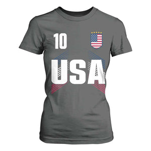 USA Soccer Sports Graphic Number 10 Jersey Style T Shirt For Women Proud Fans Game Day Pride TS02 Dark Heather Print Your Wear