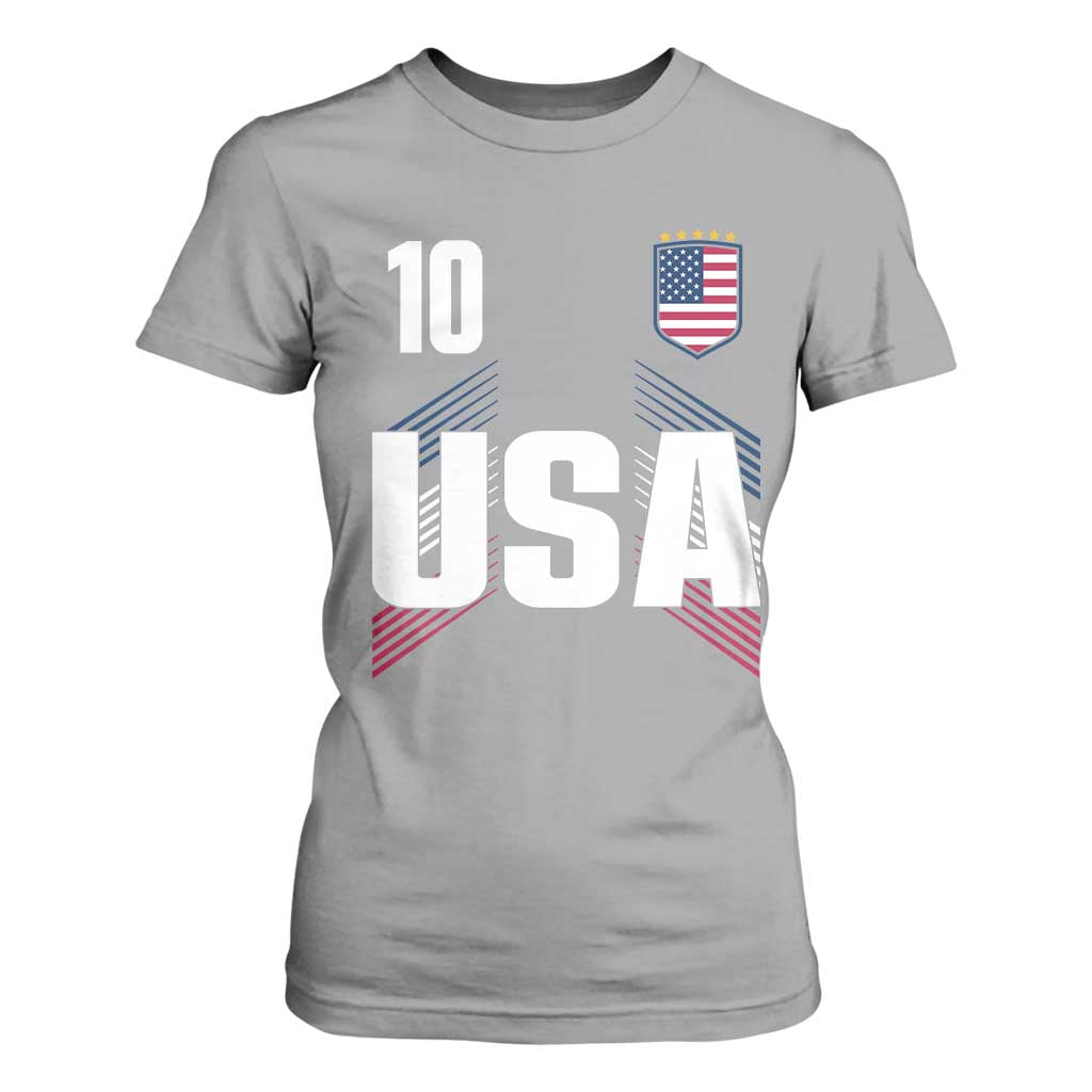 USA Soccer Sports Graphic Number 10 Jersey Style T Shirt For Women Proud Fans Game Day Pride TS02 Sport Gray Print Your Wear