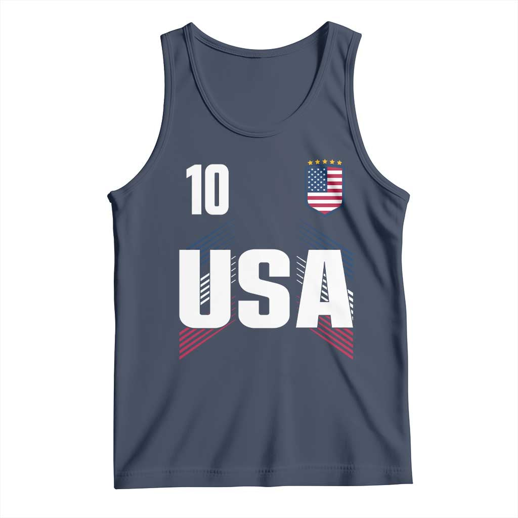 USA Soccer Sports Graphic Number 10 Jersey Style Tank Top Proud Fans Game Day Pride TS02 Navy Print Your Wear