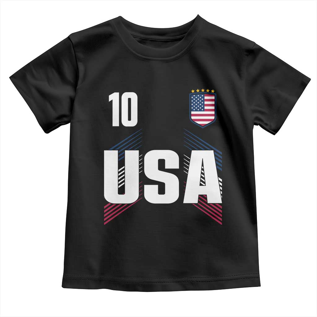 USA Soccer Sports Graphic Number 10 Jersey Style Toddler T Shirt Proud Fans Game Day Pride TS02 Black Print Your Wear