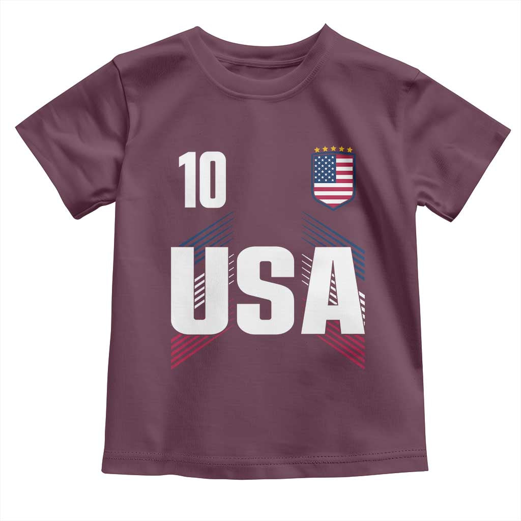 USA Soccer Sports Graphic Number 10 Jersey Style Toddler T Shirt Proud Fans Game Day Pride TS02 Maroon Print Your Wear