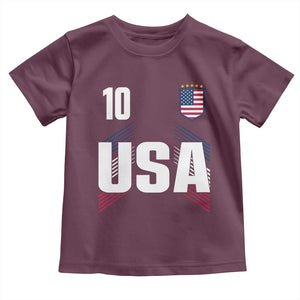 USA Soccer Sports Graphic Number 10 Jersey Style Toddler T Shirt Proud Fans Game Day Pride TS02 Maroon Print Your Wear