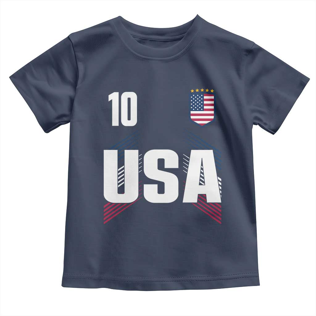 USA Soccer Sports Graphic Number 10 Jersey Style Toddler T Shirt Proud Fans Game Day Pride TS02 Navy Print Your Wear