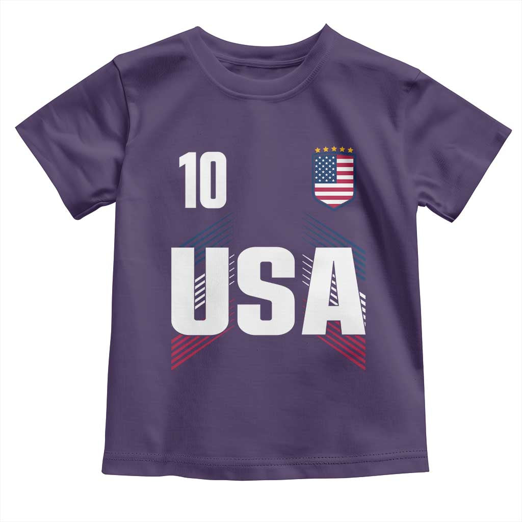 USA Soccer Sports Graphic Number 10 Jersey Style Toddler T Shirt Proud Fans Game Day Pride TS02 Purple Print Your Wear