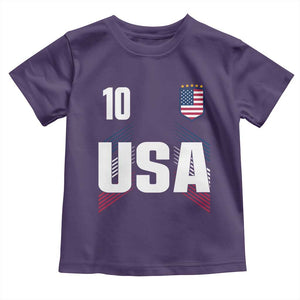 USA Soccer Sports Graphic Number 10 Jersey Style Toddler T Shirt Proud Fans Game Day Pride TS02 Purple Print Your Wear