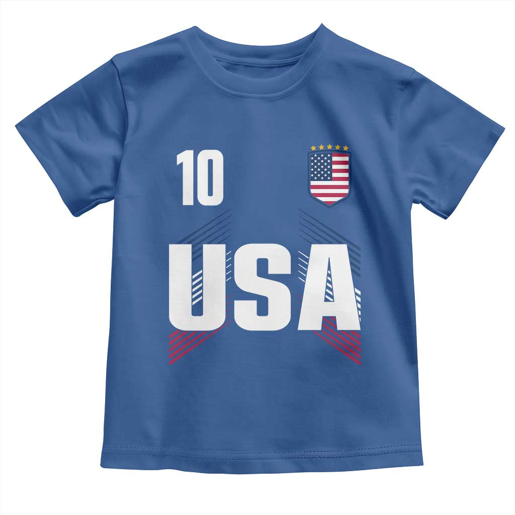 USA Soccer Sports Graphic Number 10 Jersey Style Toddler T Shirt Proud Fans Game Day Pride TS02 Royal Blue Print Your Wear