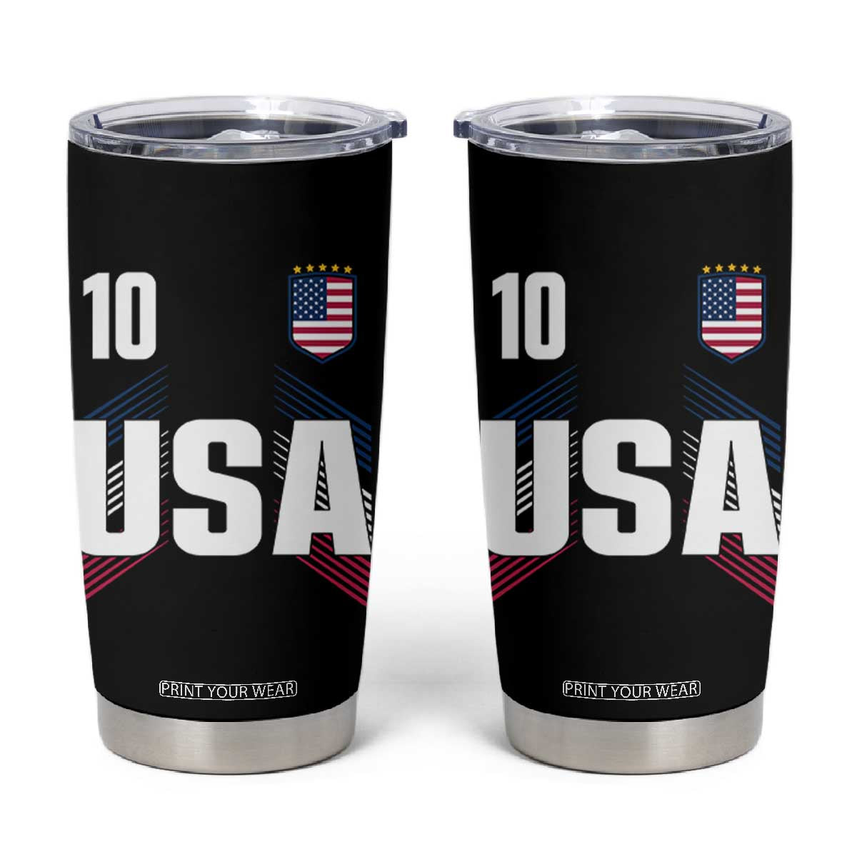 USA Soccer Sports Graphic Number 10 Jersey Style Tumbler Cup Proud Fans Game Day Pride TS02 Black Print Your Wear