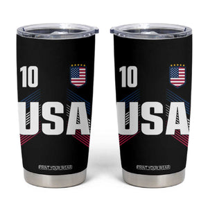 USA Soccer Sports Graphic Number 10 Jersey Style Tumbler Cup Proud Fans Game Day Pride TS02 Black Print Your Wear