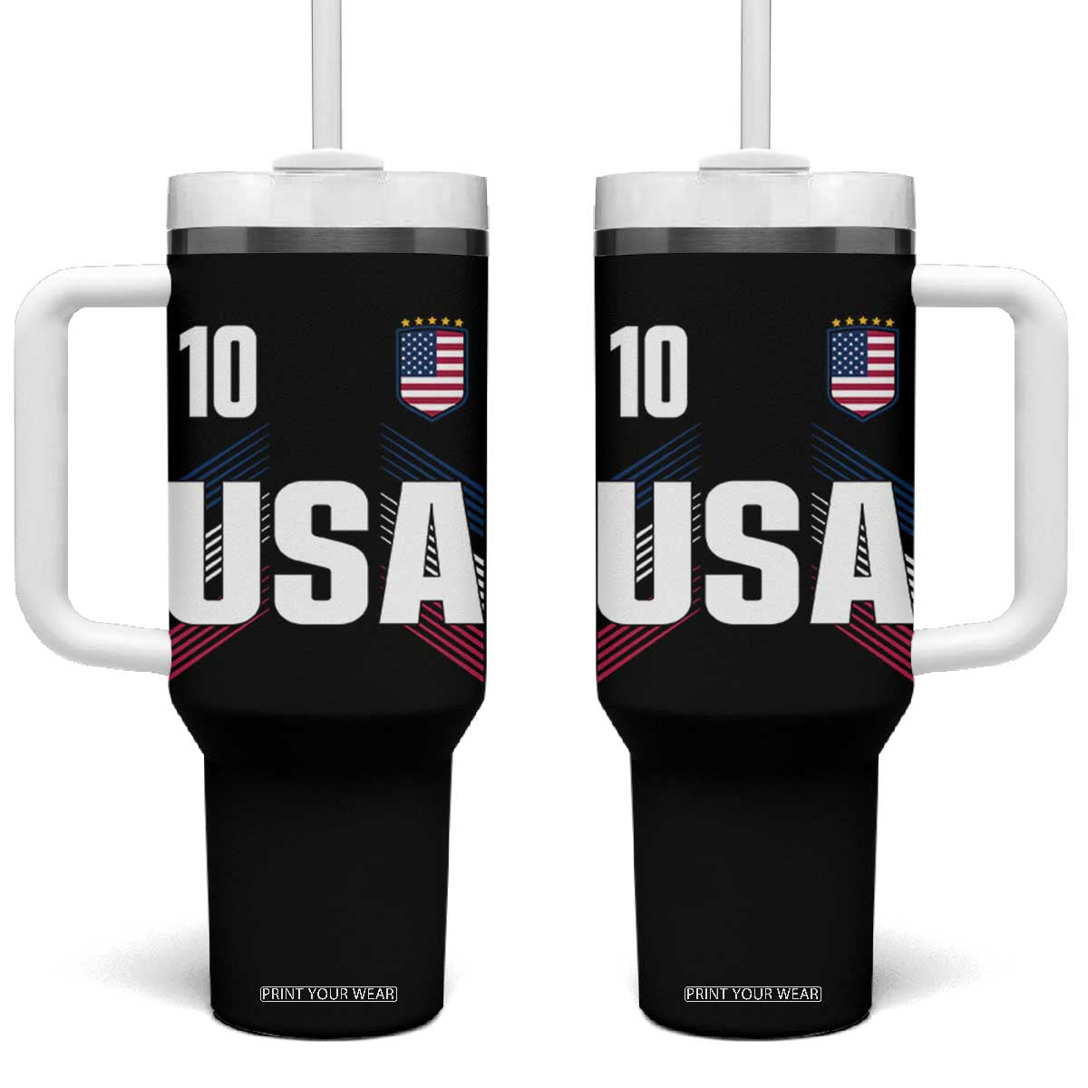 USA Soccer Sports Graphic Number 10 Jersey Style Tumbler With Handle Proud Fans Game Day Pride TS02 One Size: 40 oz Black Print Your Wear