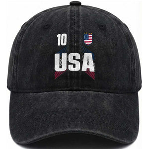 USA Soccer Sports Graphic Number 10 Jersey Style Washed Cotton Baseball Cap Proud Fans Game Day Pride TS02 Print Your Wear