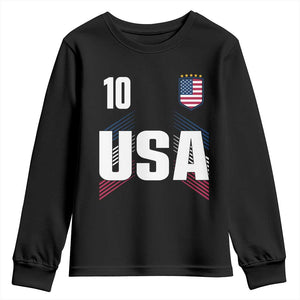 USA Soccer Sports Graphic Number 10 Jersey Style Youth Sweatshirt Proud Fans Game Day Pride TS02 Black Print Your Wear