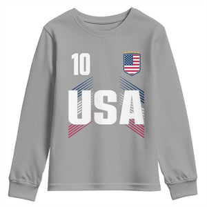 USA Soccer Sports Graphic Number 10 Jersey Style Youth Sweatshirt Proud Fans Game Day Pride TS02 Sport Gray Print Your Wear