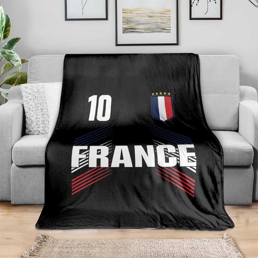 France Soccer Sports Graphic Number 10 Jersey Style Throw Blanket Proud French Football Fans Game Day Pride TS02 Print Your Wear