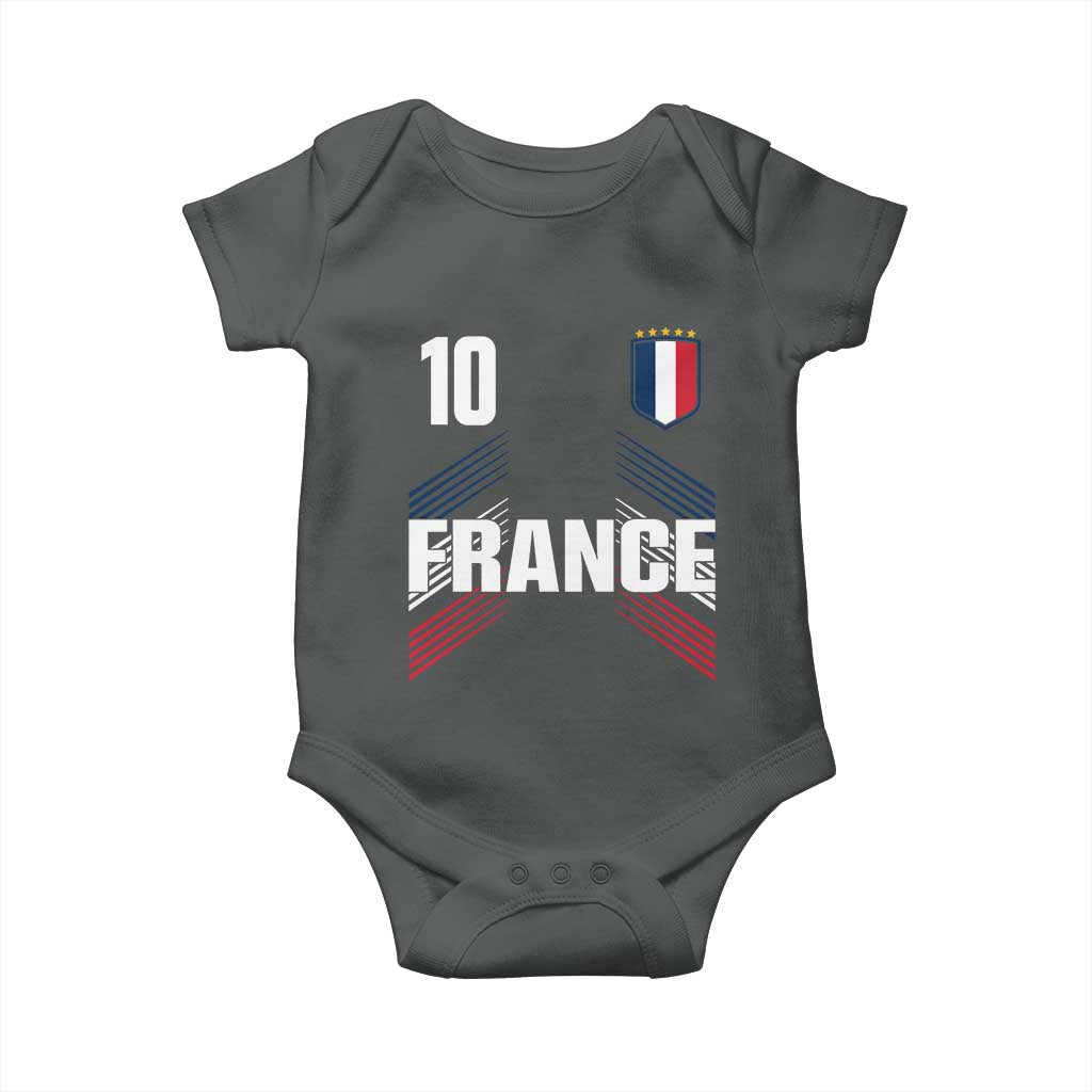 France Soccer Sports Graphic Number 10 Jersey Style Baby Onesie Proud French Football Fans Game Day Pride TS02 Dark Heather Print Your Wear