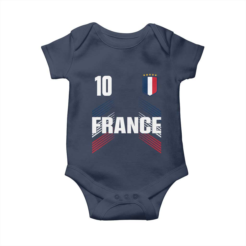 France Soccer Sports Graphic Number 10 Jersey Style Baby Onesie Proud French Football Fans Game Day Pride TS02 Navy Print Your Wear