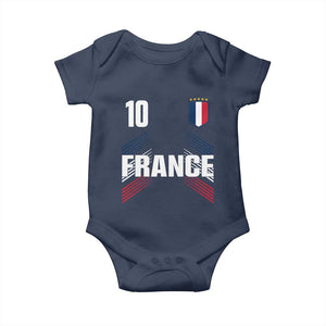 France Soccer Sports Graphic Number 10 Jersey Style Baby Onesie Proud French Football Fans Game Day Pride TS02 Navy Print Your Wear