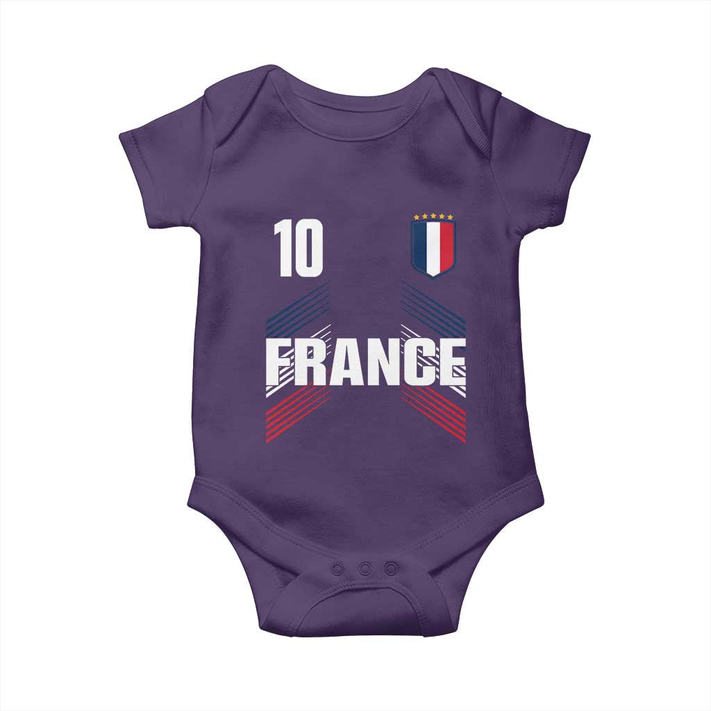 France Soccer Sports Graphic Number 10 Jersey Style Baby Onesie Proud French Football Fans Game Day Pride TS02 Purple Print Your Wear