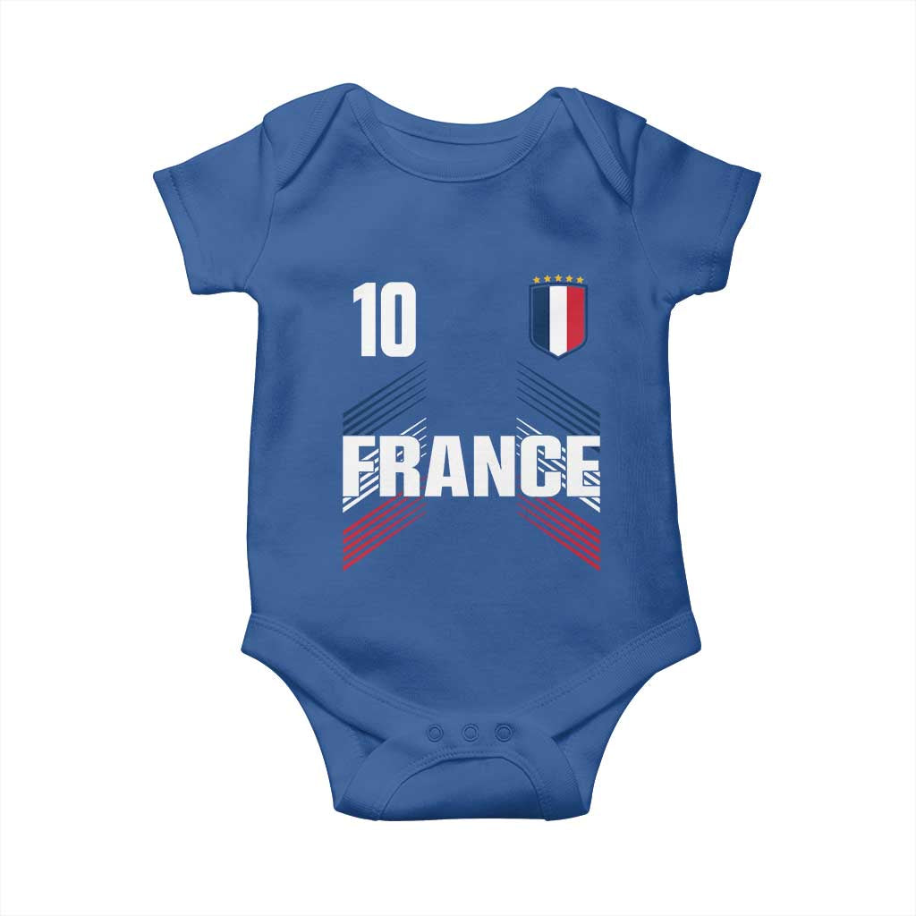 France Soccer Sports Graphic Number 10 Jersey Style Baby Onesie Proud French Football Fans Game Day Pride TS02 Royal Blue Print Your Wear