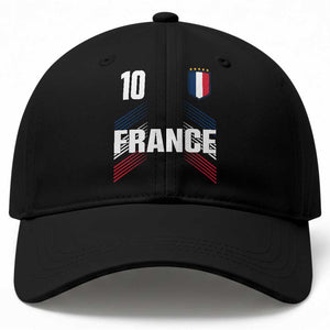 France Soccer Sports Graphic Number 10 Jersey Style Baseball Cap Proud French Football Fans Game Day Pride TS02 Print Your Wear