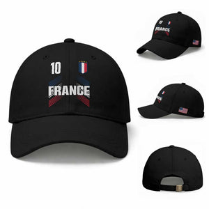France Soccer Sports Graphic Number 10 Jersey Style Baseball Cap Proud French Football Fans Game Day Pride TS02 Baseball Cap Universal Fit Black Print Your Wear