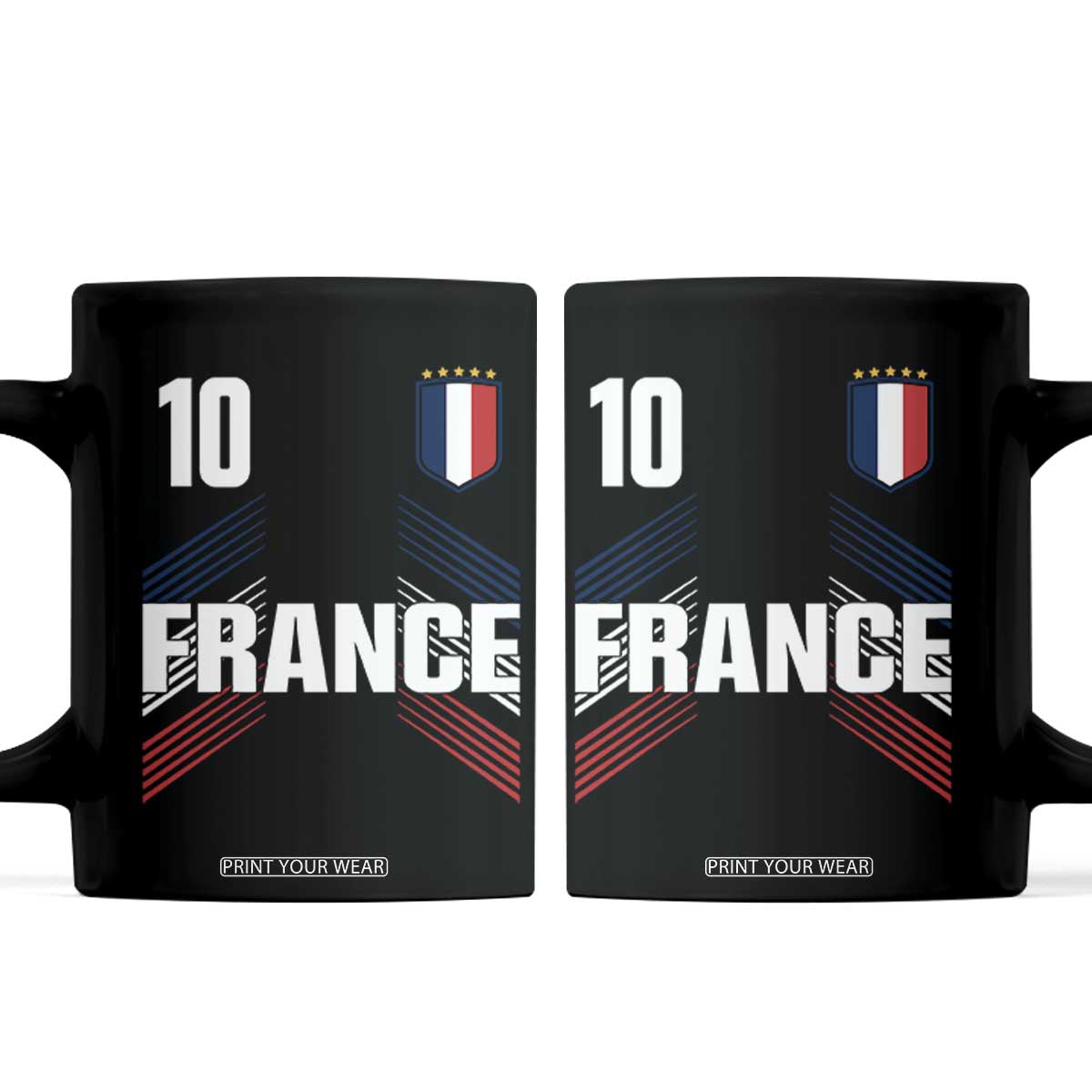 France Soccer Sports Graphic Number 10 Jersey Style Coffee Mug Proud French Football Fans Game Day Pride TS02 Black Print Your Wear