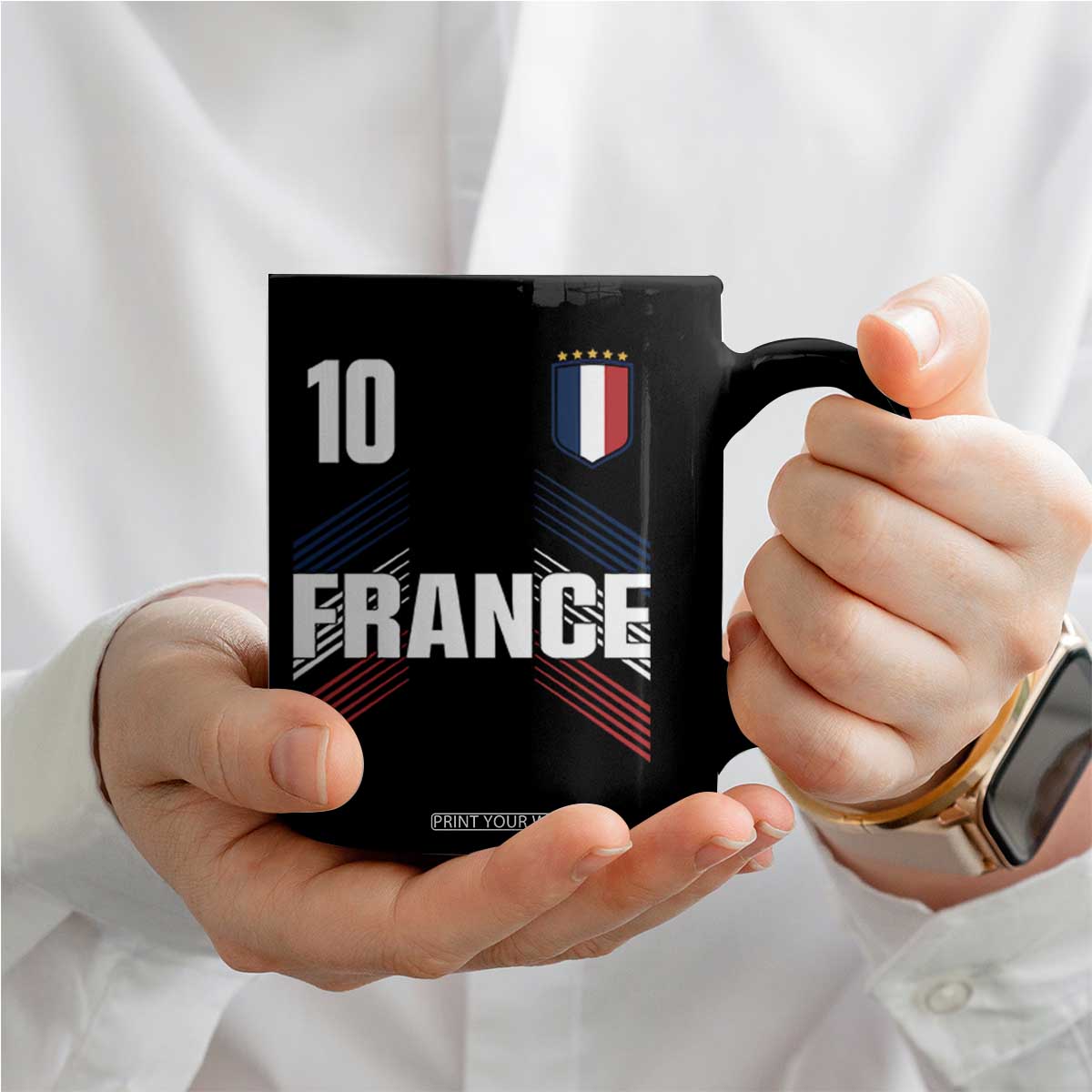 France Soccer Sports Graphic Number 10 Jersey Style Coffee Mug Proud French Football Fans Game Day Pride TS02 Print Your Wear