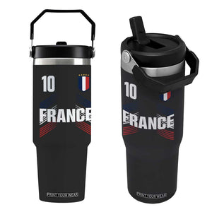France Soccer Sports Graphic Number 10 Jersey Style Flip Straw Tumbler Proud French Football Fans Game Day Pride TS02 One Size: 30 oz Black Print Your Wear