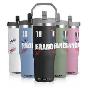 France Soccer Sports Graphic Number 10 Jersey Style Flip Straw Tumbler Proud French Football Fans Game Day Pride TS02 Print Your Wear