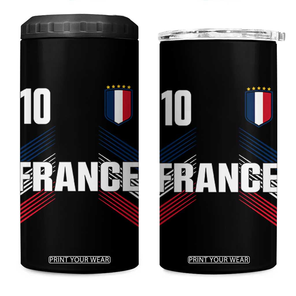 France Soccer Sports Graphic Number 10 Jersey Style 4 in 1 Can Cooler Tumbler Proud French Football Fans Game Day Pride TS02 One Size: 16 oz Black Print Your Wear