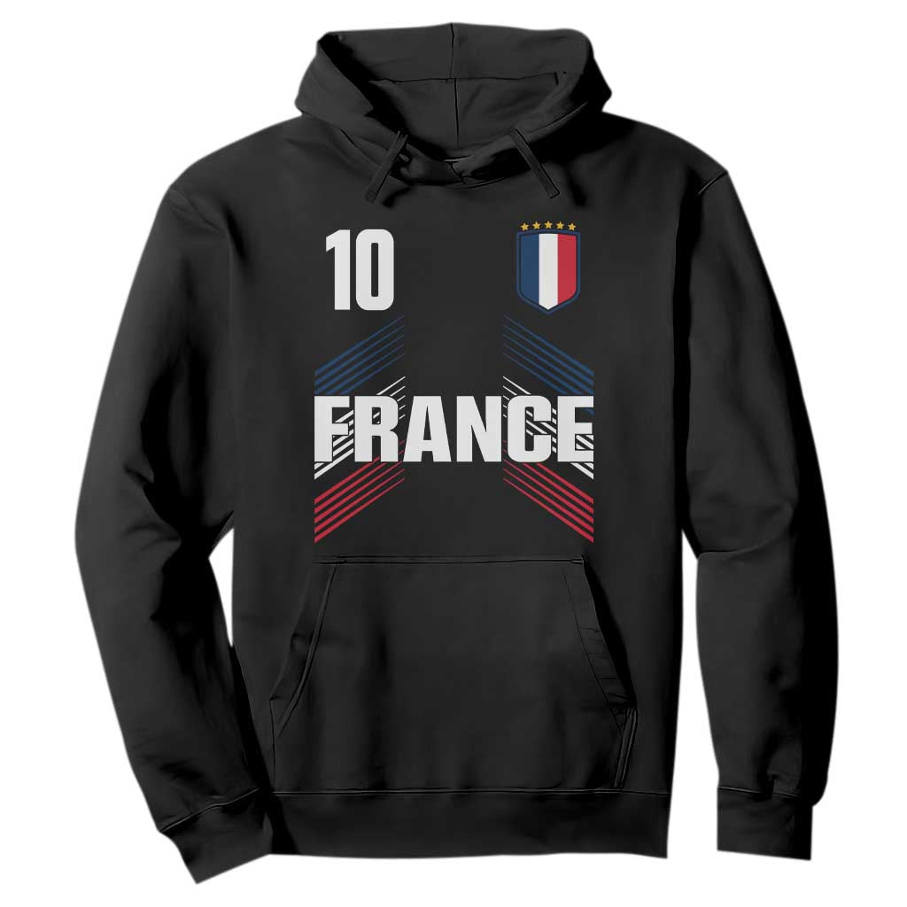 France Soccer Sports Graphic Number 10 Jersey Style Hoodie Proud French Football Fans Game Day Pride TS02 Black Print Your Wear