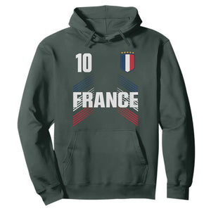 France Soccer Sports Graphic Number 10 Jersey Style Hoodie Proud French Football Fans Game Day Pride TS02 Dark Forest Green Print Your Wear