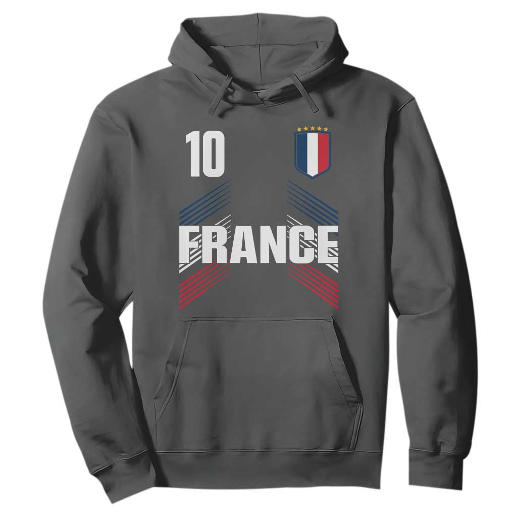 France Soccer Sports Graphic Number 10 Jersey Style Hoodie Proud French Football Fans Game Day Pride TS02 Dark Heather Print Your Wear