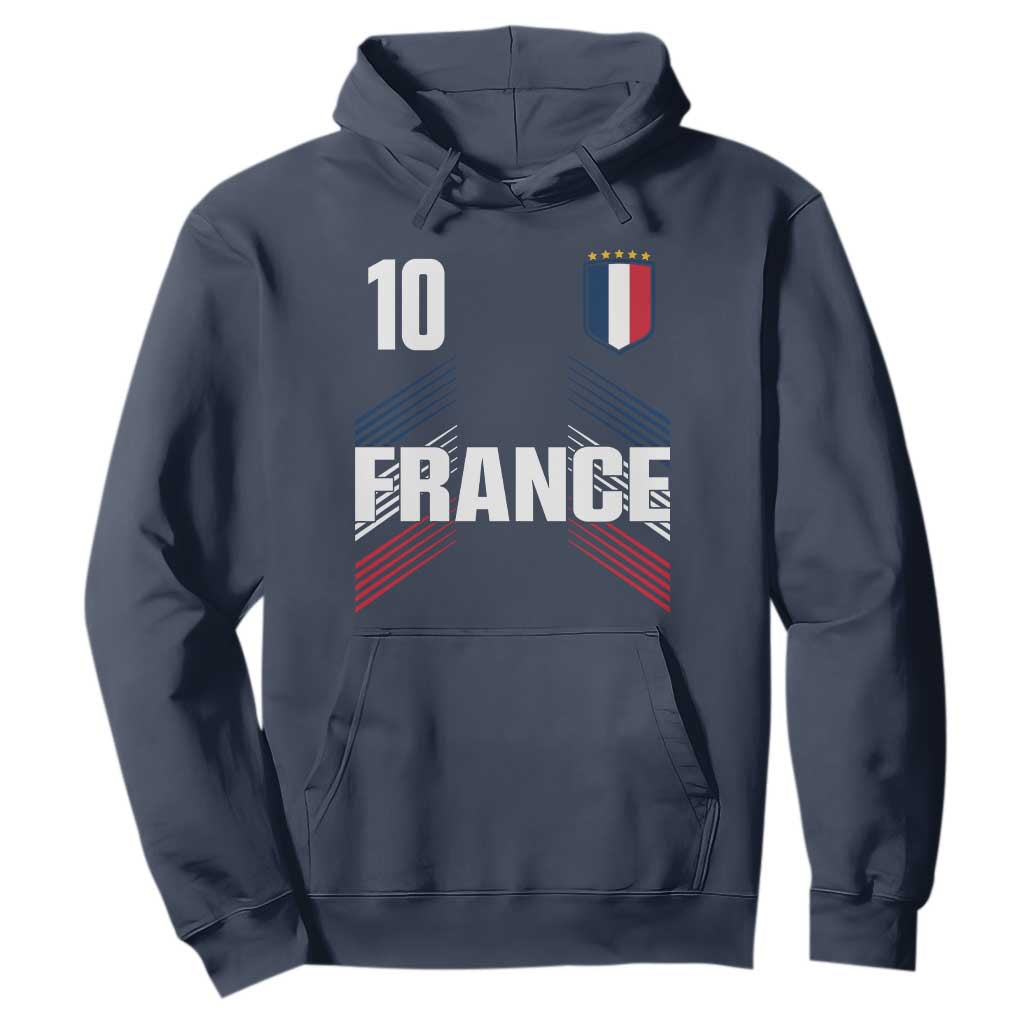 France Soccer Sports Graphic Number 10 Jersey Style Hoodie Proud French Football Fans Game Day Pride TS02 Navy Print Your Wear