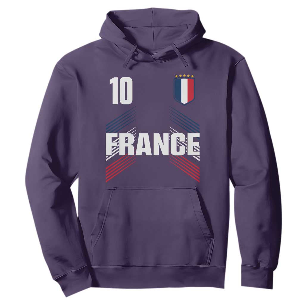 France Soccer Sports Graphic Number 10 Jersey Style Hoodie Proud French Football Fans Game Day Pride TS02 Purple Print Your Wear