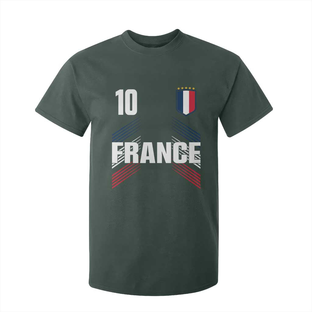 France Soccer Sports Graphic Number 10 Jersey Style T Shirt For Kid Proud French Football Fans Game Day Pride TS02 Dark Forest Green Print Your Wear