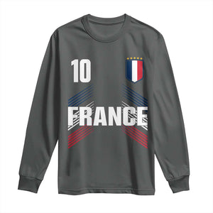 France Soccer Sports Graphic Number 10 Jersey Style Long Sleeve Shirt Proud French Football Fans Game Day Pride TS02 Dark Heather Print Your Wear