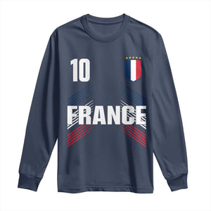France Soccer Sports Graphic Number 10 Jersey Style Long Sleeve Shirt Proud French Football Fans Game Day Pride TS02 Navy Print Your Wear