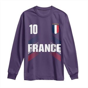France Soccer Sports Graphic Number 10 Jersey Style Long Sleeve Shirt Proud French Football Fans Game Day Pride TS02 Purple Print Your Wear