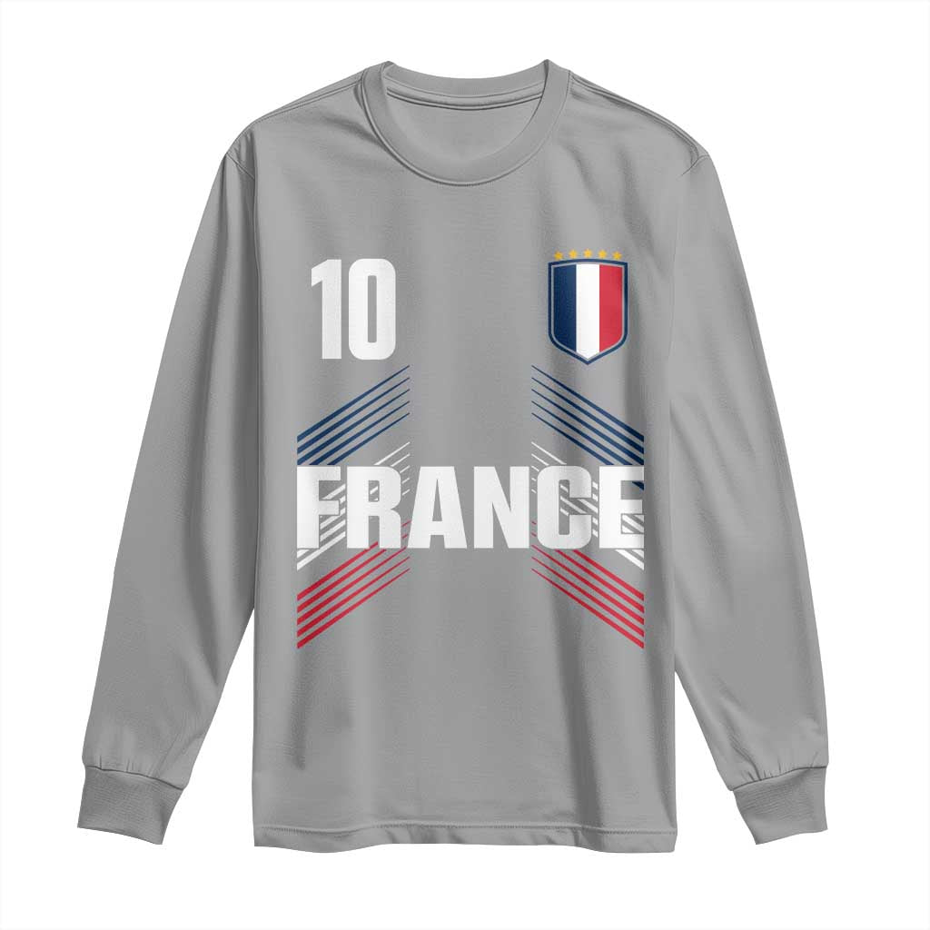 France Soccer Sports Graphic Number 10 Jersey Style Long Sleeve Shirt Proud French Football Fans Game Day Pride TS02 Sport Gray Print Your Wear